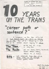 Document - Event Materials, Chris Jacobson and  Warren Doubleday, "10 Years on the trams - career path or sentence", 12/11/2019 12:00:00 AM