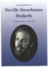 Ephemera - Thank you card, "In Loving Memory of Neville Stonehouse Hesketh", Jul. 2019