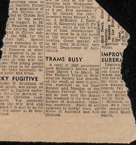 Newspaper, The Courier Ballarat, "Trams busy", Mar. 1975