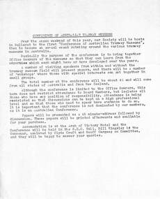 Document - Report, Ballarat Tramway Preservation Society (BTPS), "Conference of Australian Tramway Museums", Mar. 1975