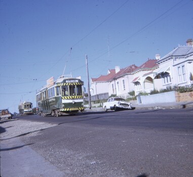 Trams crossing at the Grant St loop, Barkly St Mt Pleasant