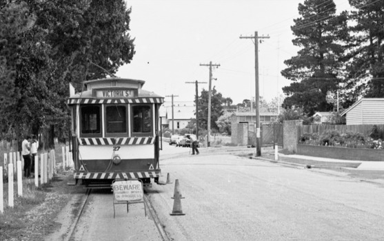 BTPS volunteers shunting trams 27 and 28 at the former SEC Depot