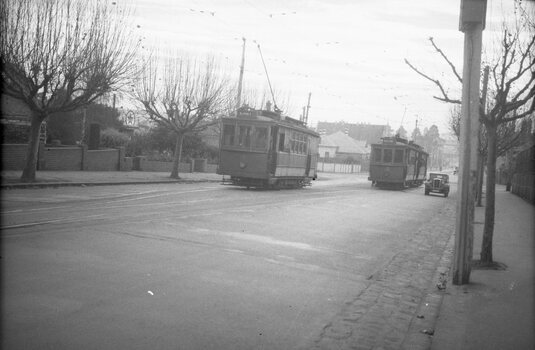 SECV Geelong trams 2 & 5 in Pakington St.