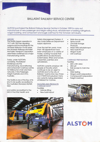 Pamphlet, Alstom, "Alstom Ballarat Railway Service Centre", c2000