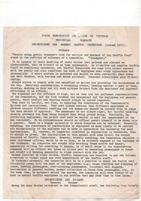 Document - Instruction, State Electricity Commission of Victoria (SECV), "Instructions for Tramways Traffic Inspectors (Issued 1951)", 1951