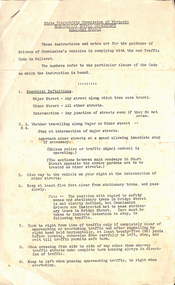 Document - Instruction, State Electricity Commission of Victoria (SECV), "Ballarat Traffic Code", 1/08/1939 12:00:00 AM