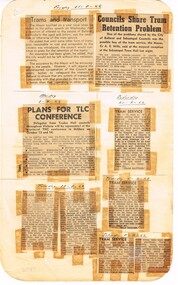 Newspaper, State Electricity Commission of Victoria (SEC) and The Courier Ballarat, Councils share tram retention problem, Sep. 1962