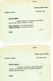 Administrative record - Memorandum, State Electricity Commission of Victoria (SEC) and The Courier Ballarat, cuttings  from The Courier re possible closure, Mar. 1962