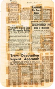 Newspaper, State Electricity Commission of Victoria (SEC) and The Courier Ballarat, Tramways Union says SEC disregards public, Mar. 1962