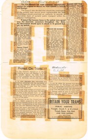 Newspaper, State Electricity Commission of Victoria (SEC) and The Courier Ballarat, Protest on trams, Mar. 1962