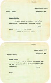 Administrative record - Memorandum, State Electricity Commission of Victoria (SEC) and The Courier Ballarat, cuttings  from The Courier re possible closure, 23/2 to 27/2/1962
