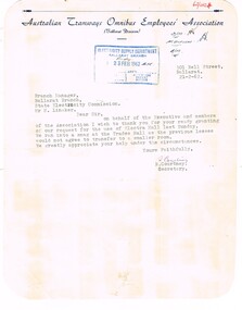 Document - Letter/s, Australian Tramway and Motor Omnibus Employees Association (ATMOEA), 21/02/1962 12:00:00 AM