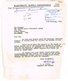 Document - Letter/s, State Electricity Commission of Victoria (SEC), 14/02/1962 12:00:00 AM