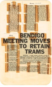 Newspaper, State Electricity Commission of Victoria (SEC) and The Courier Ballarat, Bendigo Meeting to moves to retain trams, Feb. 1962