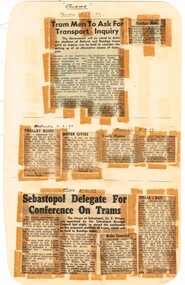 Newspaper, State Electricity Commission of Victoria (SEC) and The Courier Ballarat, Tram men to ask for Transport Inquiry, Feb. 1962