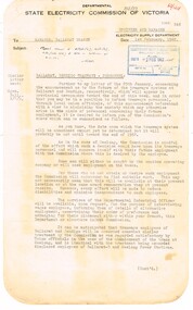 Administrative record - Memorandum, State Electricity Commission of Victoria (SECV), "Ballarat, Bendigo Tramways - Personnel", 1/02/1962 12:00:00 AM