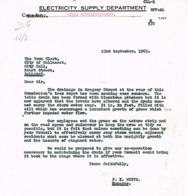 Document - Letter/s, State Electricity Commission of Victoria (SECV), 23/09/1965 12:00:00 AM
