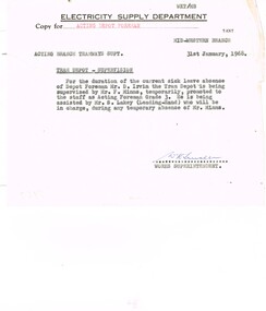 Administrative record - Memorandum, State Electricity Commission of Victoria (SECV), "Tram Depot Supervision", 31/01/1968 12:00:00 AM