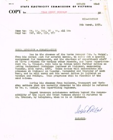 Administrative record - Memorandum, State Electricity Commission of Victoria (SECV), "Works Division - Organisation", 9/03/1971 12:00:00 AM