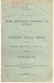Document - SEC Annual Report/s, State Electricity Commission of Victoria (SECV), "Sixteenth Annual Report", 1935