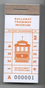 Ephemera - Ticket/s, Ballarat Tramway Museum (BTM), BTM No Value check tickets, Nov. 2020