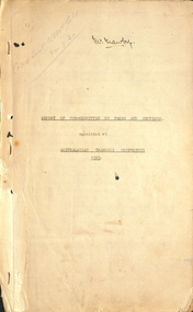 Document - Report, COTMA, "Report of Sub-Committee on Fares and Sections appointed at Australasian Tramways Conference 1929", 1929