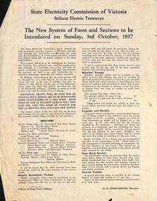 "The New System of Fares and Sections to be Introduced on Sunday, 3rd October 1937"