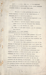Document - Report, Hector Bell Junior, "Report by Hector H Bell Jnr of the Melbourne and Metropolitan Tramways Board, on the street passenger transport system of Ballaarat Urban Area", Sep. 1949