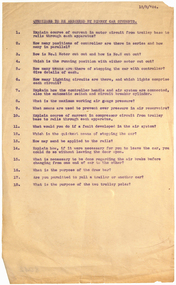 Document - Instruction, Melbourne Electric Supply Co (MESCo), "Questions to be answered by Birney Car Students", 1/08/1924 12:00:00 AM