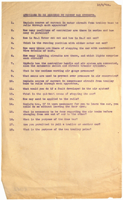 Document - Instruction, Melbourne Electric Supply Co. (MESCo), "Questions to be answered by Birney Car Students", 1/08/1924 12:00:00 AM