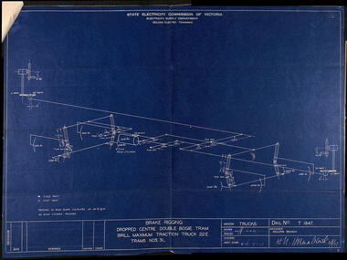 "Brake rigging dropped centre double bogie tram Brill maximum traction truck 22E, Trams Nos. 31,"