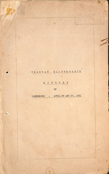 "Tramway Maintenance Minutes of Conference - April 26 and 27 1951"