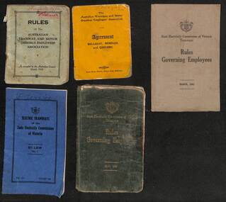 Book, State Electricity Commission of Victoria (SECV), "Rules of the Australian Tramway and Motor Omnibus Employees Association", 1937 to 1951