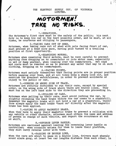 Document - Instruction, Bob Prentice, Motormen! Take No Risks", Jun. 1947