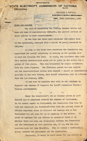 Administrative record - Memorandum, State Electricity Commission of Victoria (SECV), "Trams and Tariffs", 26/09/1960 12:00:00 AM