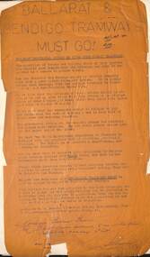 Pamphlet, R J Nowell, "Ballarat and Bendigo Tramways Must Go", 1961 or 1967