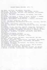 Document - List, Wayne Kell, "Ballarat Tramways Employees (60's - 71)", 2020