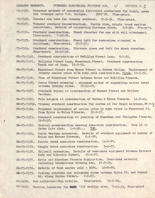 Document - List, State Electricity Commission of Victoria (SEC), :Geelong Tramways  - Overhead Electrical Fittings Etc", late 1940;s