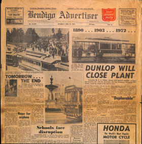 Newspaper, Bendigo Advertiser, "Tomorrow the End", 15/04/1972 12:00:00 AM