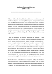 Document - Report, Clyde Croft, "Ballarat Tramway Museum - 50 Years On", May. 2021