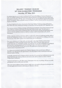 Programme, John Whiting, "Ballarat Tramway Museum 50th Year Celebrations Programme - Saturday 29th May 2021", Apr. 2021