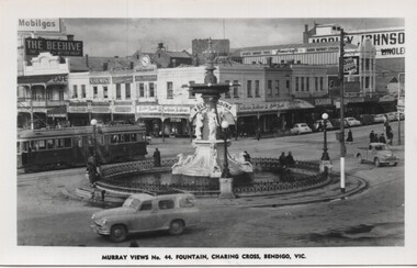 Postcard, Murray Views, "Murray Views No. 44 Fountain, Charing Cross Bendigo Vic", early 1950's