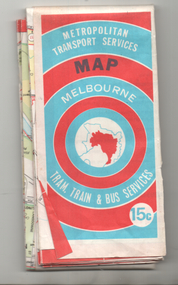 "Melbourne Transport Services Map - Tram, Train and Bus Services" - when folded