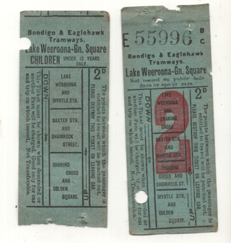Ticket - Lake Weeroona - Golden Square line - 2d