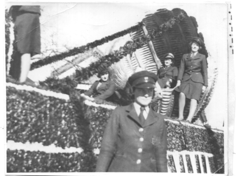 Black & white - SEC Procession float with Sylvia Mitchell