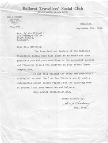 Letter - Congratulations to Sylvia Mitchell