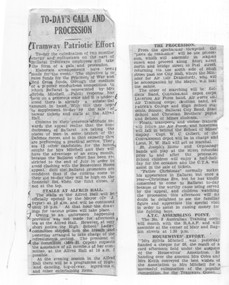 Newspaper - cutting, The Courier Ballarat, "To-day's Gala and Procession - Tramway Patriotic Effort", August 1944