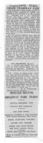 Newspaper clipping - "Sebastopol stall helps tramway Fair"