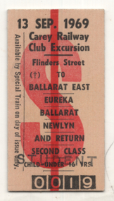 Ticket - Carey Railway Club Excursion 1969