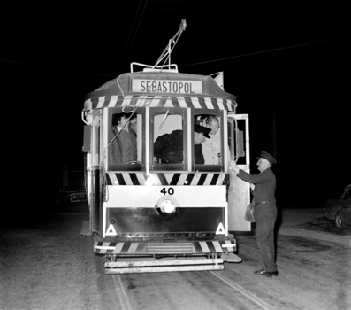 No 40 ready to depart Lydiard St Nth destination Sebastopol. This was last tram ex Lydiard St Nth to Sebastopol.